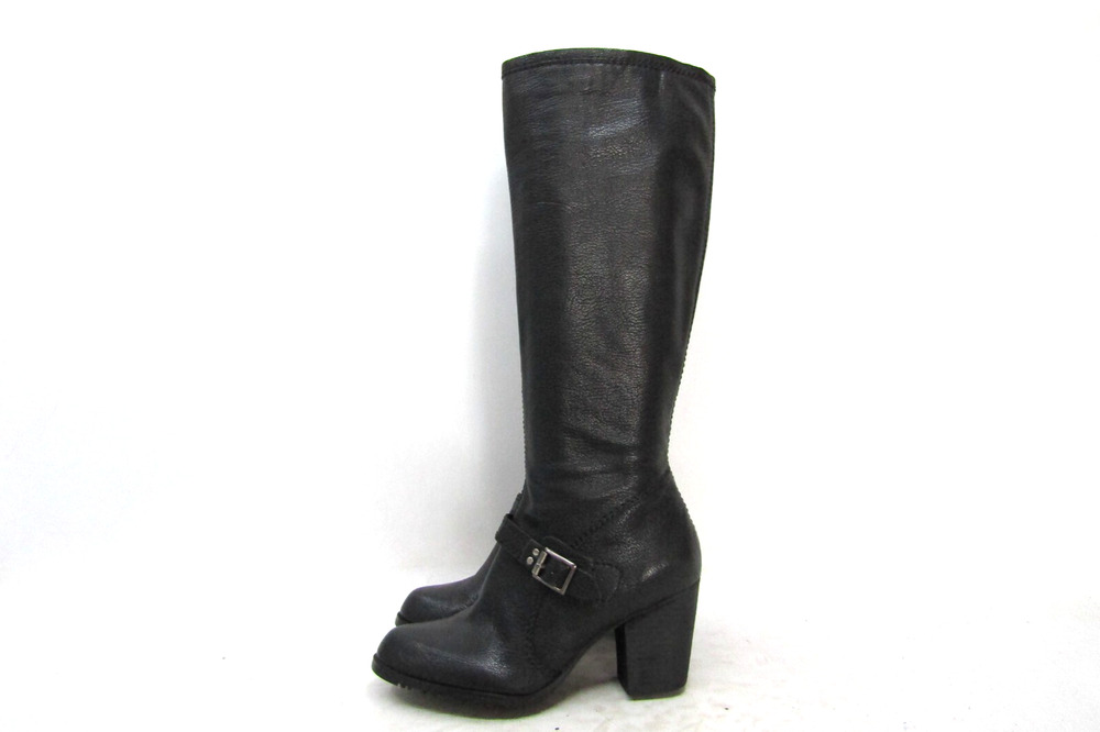 DKNYC Womens Size 7.5 M Black Leather Zip 16" Shaft Fashion Boots